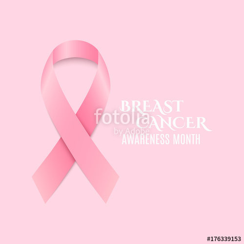 500x500 Breast Cancer Awareness Pink Ribbon. Dark Text. Light Pink