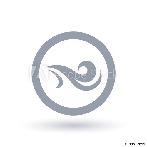 500x500 Fresh Wind Icon In Circle Outline. Air Flow Symbol. Wind Breeze