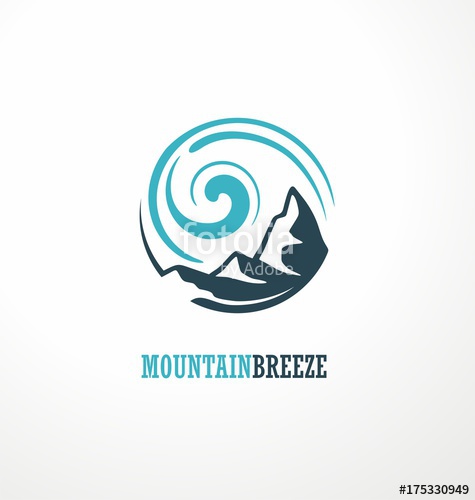 475x500 Mountain Logo Design Idea With Mountain Shape And Wind Breeze