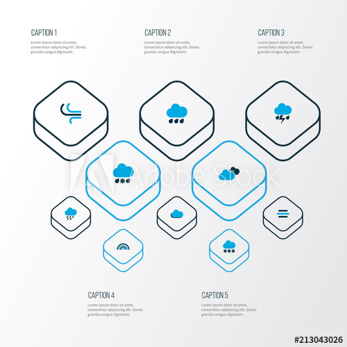 500x500 Air Icons Colored Set With Lightning, Breeze, Snow And Other