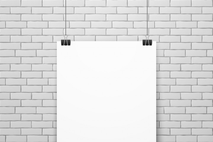 720x479 Blank White Poster On Brick Wall Vector Illustration By