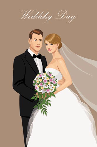 330x500 Bride And Groom Wedding Invitation Vectors