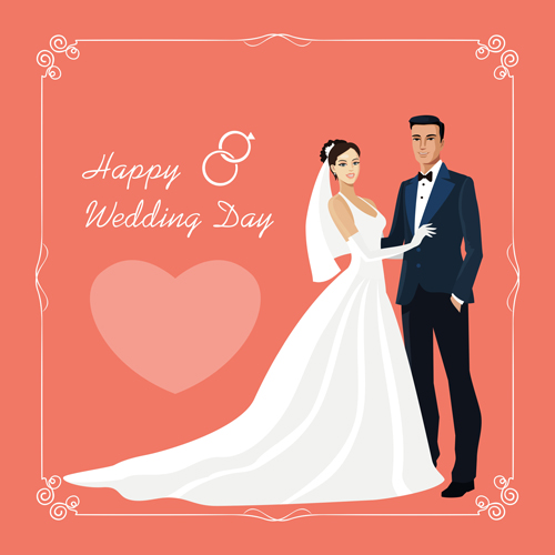 500x500 Beautiful Bride And Groom Vector Set 01 Free Download