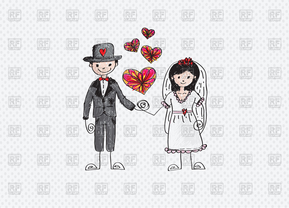 1200x864 Colorful Sketch Of Bride And Groom Vector Image Vector Artwork