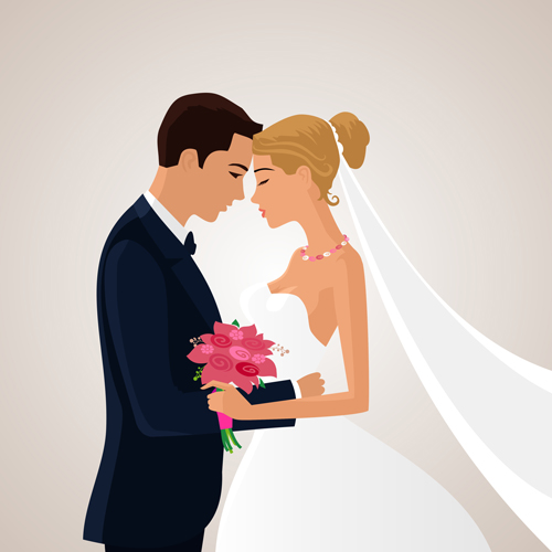 500x500 Beautiful Bride And Groom Vector Set 03 Free Download