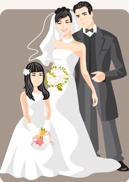 430x607 Cartoonish Bride And Groom Vector Cards