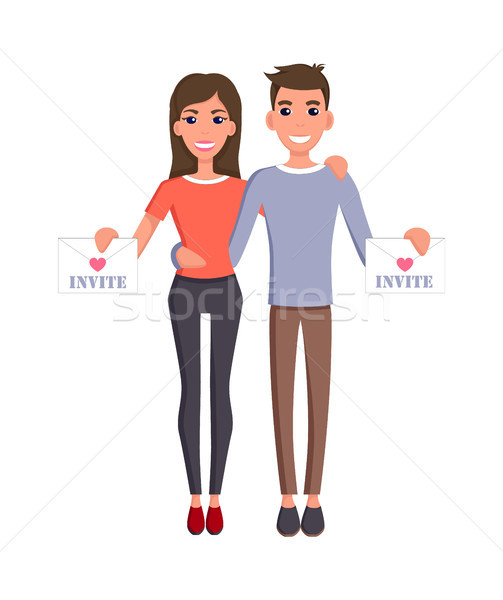 503x600 Invite Letters Of Bride, Groom Vector Illustration Vector