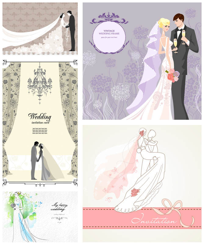 669x800 Wedding Invitations With Bride And Groom Vector Vector Graphics Blog