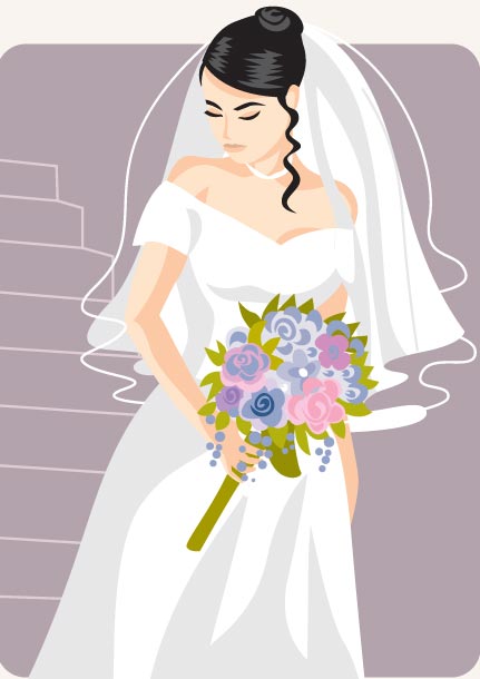 431x610 Cartoonish Bride And Groom Vector Cards