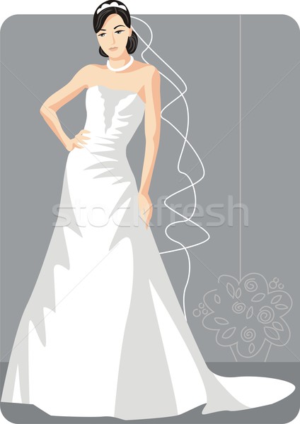 424x600 Vector Illustration Of A Beautiful Bride. Vector Illustration