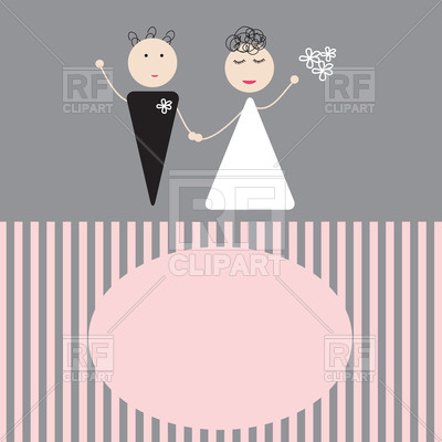 400x400 Wedding Invitation With Bridegroom And Bride Vector Image Vector