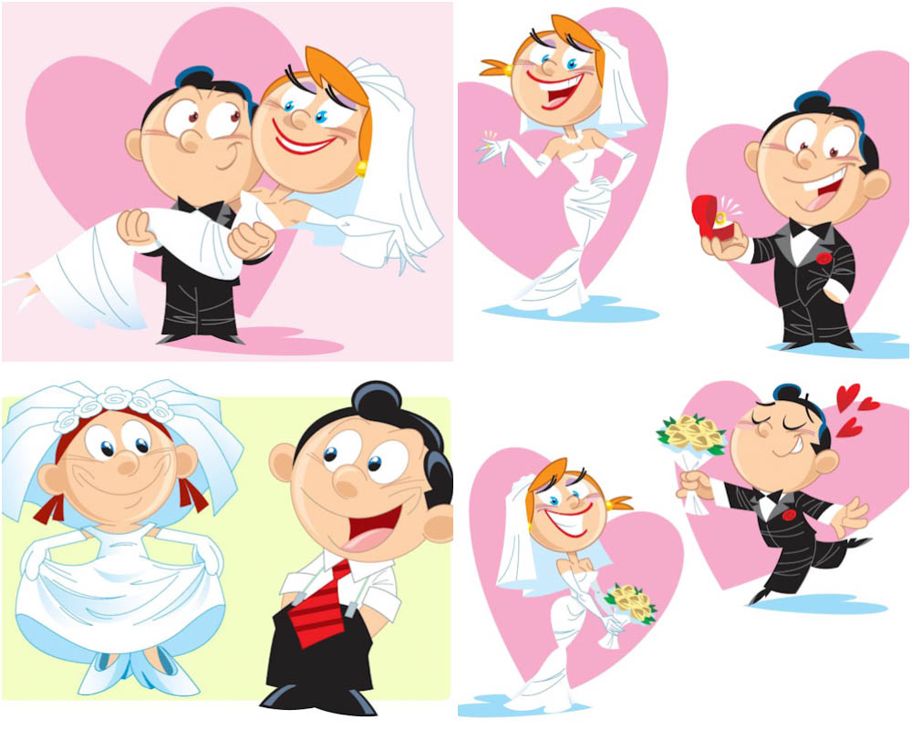 1000x800 Cartoon Groom And Bride On Wedding Backgrounds Vector Free