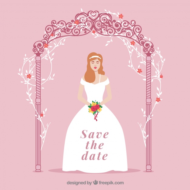 626x626 Wedding Invitation With Cute Bride Vector Free Download