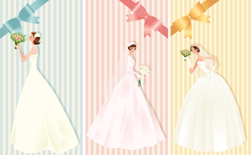 800x493 Beautiful Bride With Bow Wedding Card Vector Free Download