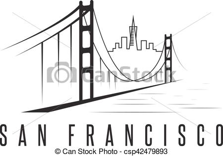 450x315 San Francisco Skyline And Golden Gate Bridge Vector Design