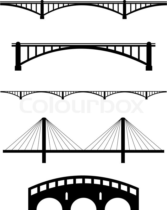 638x800 Vector Set Of Bridge Black Silhouettes
