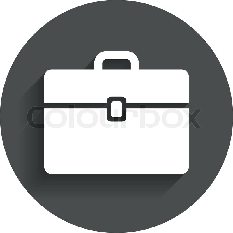 800x800 Case Sign Icon. Briefcase Button. Circle Flat Button With Shadow