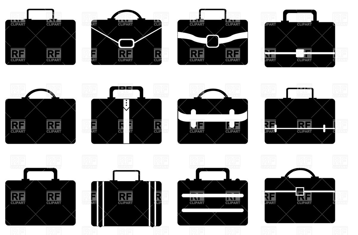 1200x790 Set Of Briefcase (Suitcase) Simple Icons Vector Image Vector