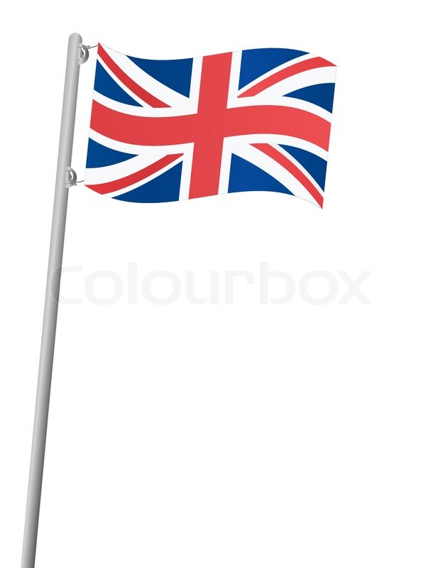 607x800 United Kingdom Flag On A Flagstaff Vector Illustration Stock