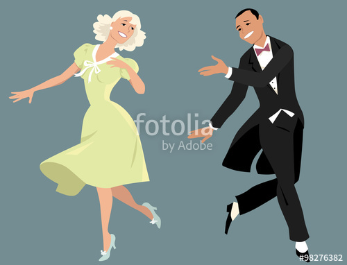 500x382 Classy Couple In Formal Retro Clothes Dancing Broadway Style, Eps