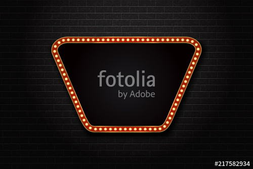 500x334 Vector Realistic Isolated Retro Rectangle Neon Marquee Billboard