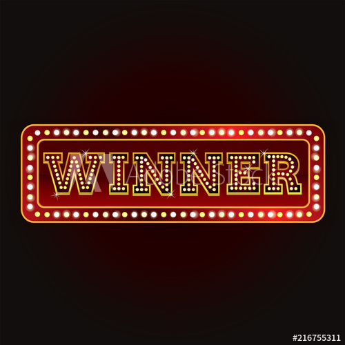 500x500 Winner Alphabet With Light Bulb. Broadway Style, Vector