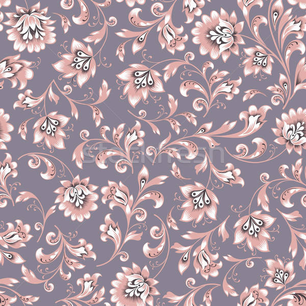 600x600 Floral Seamless Pattern. Flower Swirl Background. Ornamental