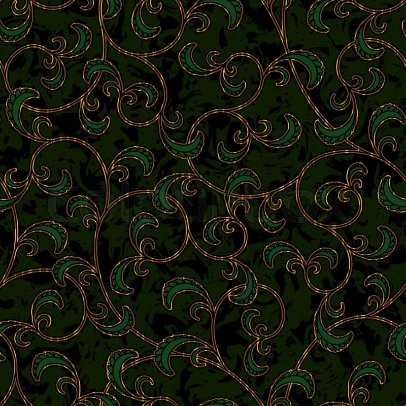 800x800 Seamless Floral Dark Green Damask Brocade Pattern Background