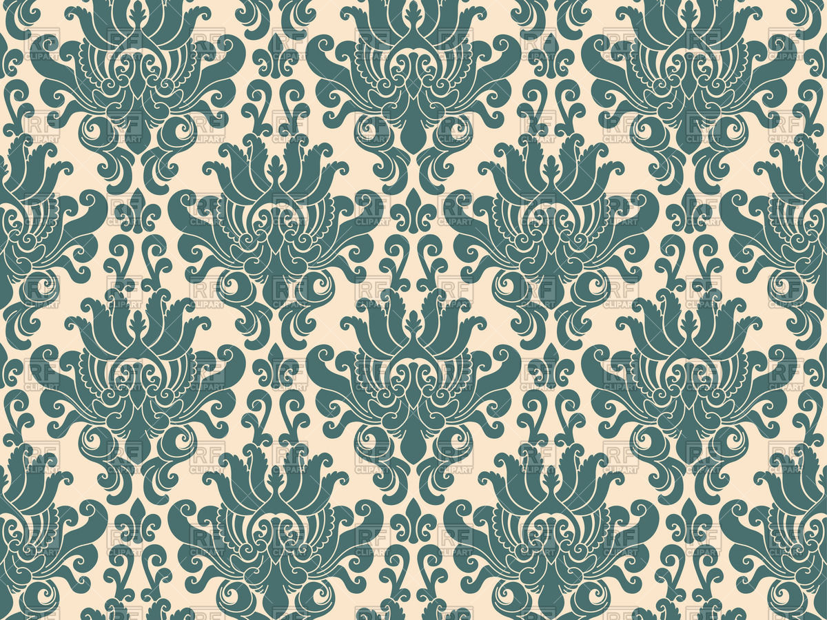 1200x900 Seamless Luxurious Blue Damask Pattern Vector Image Vector