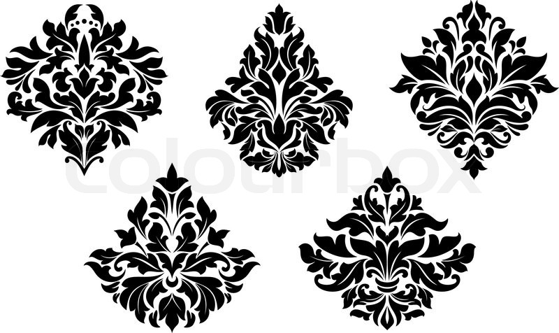 800x476 Vintage Floral Design Elements In Damask Style Stock Vector