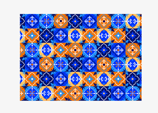650x464 Blue And Orange Brocade Pattern, Cloud Pattern Brocade, Vector