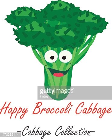 372x462 Broccoli Vector Isolated Cabbage, Cartoon Happy Style Stock