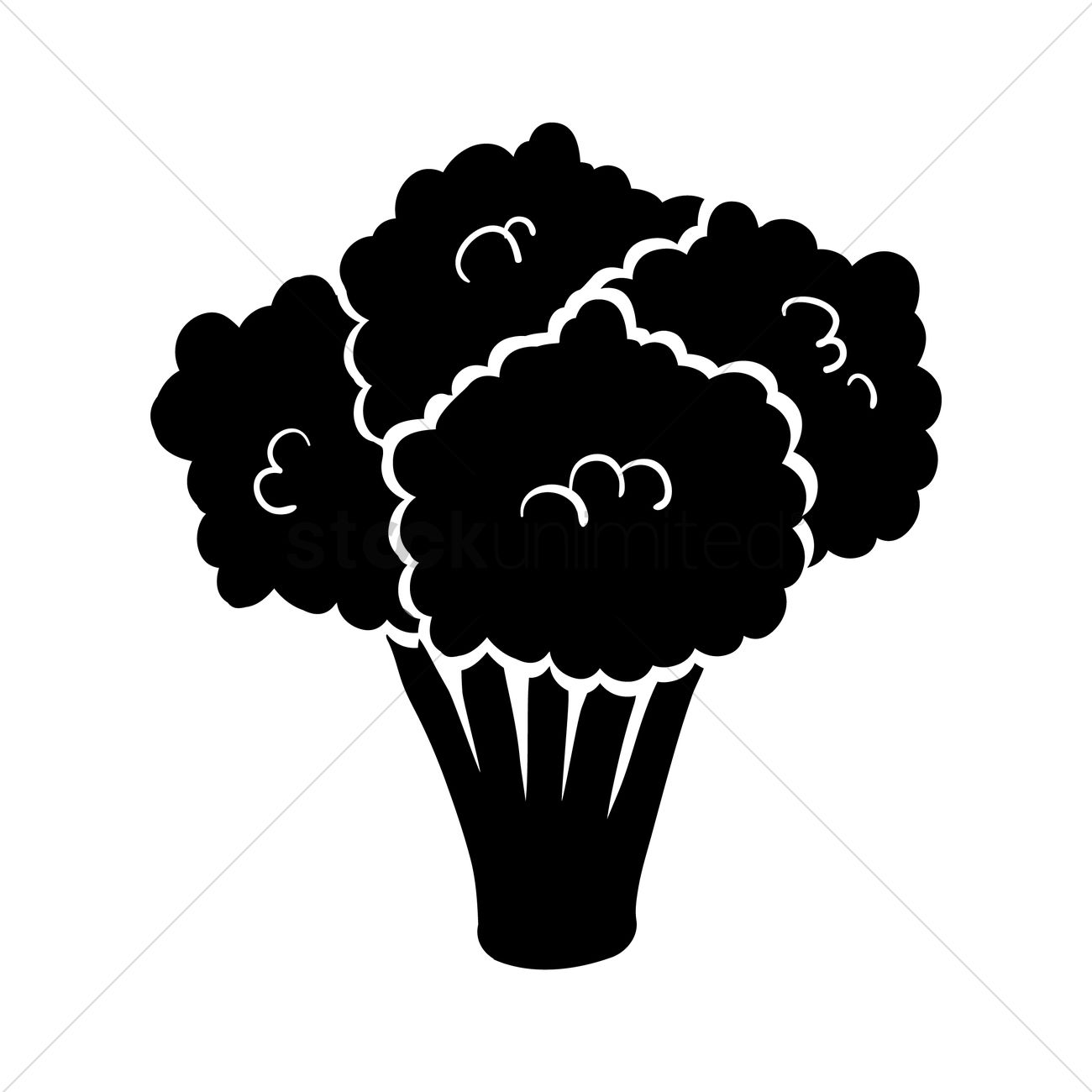 1300x1300 Silhouette Of Broccoli Vector Image