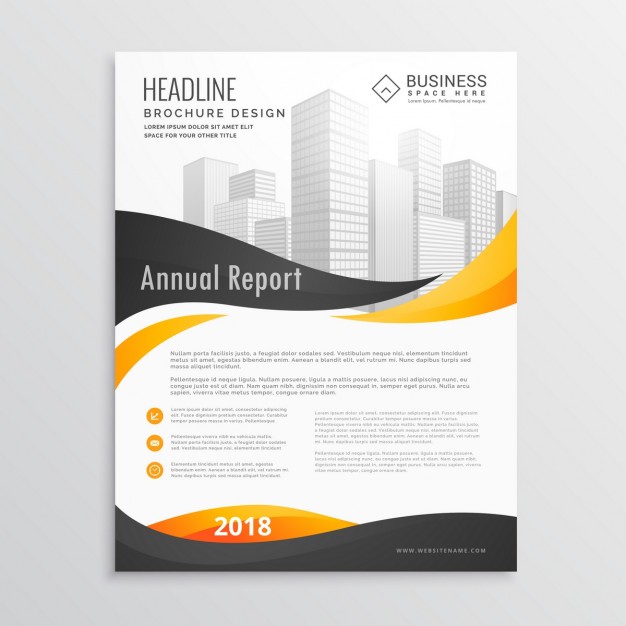 626x626 Corporate Brochure With Black And Yellow Wavy Shapes Free Vector