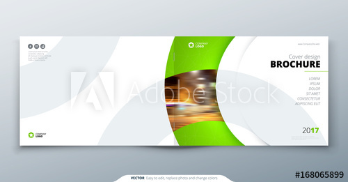 500x261 Landscape Brochure Design. Green Corporate Business Rectangle