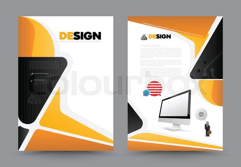800x554 Abstract Brochure With Monitor Design Template. Book Design, Print