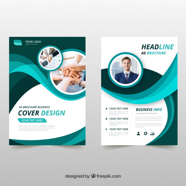 626x626 Wavy Green Business Brochure Vector Free Download