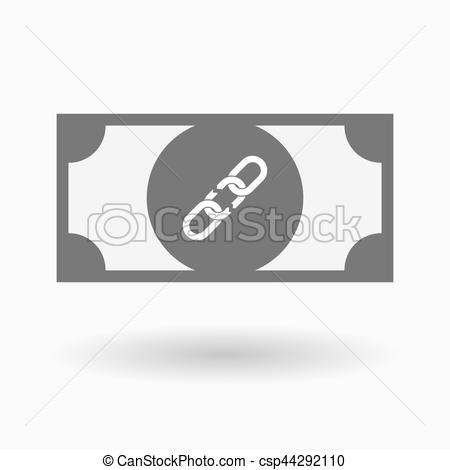 450x470 Isolated Bank Note With A Broken Chain. Illustration Of An