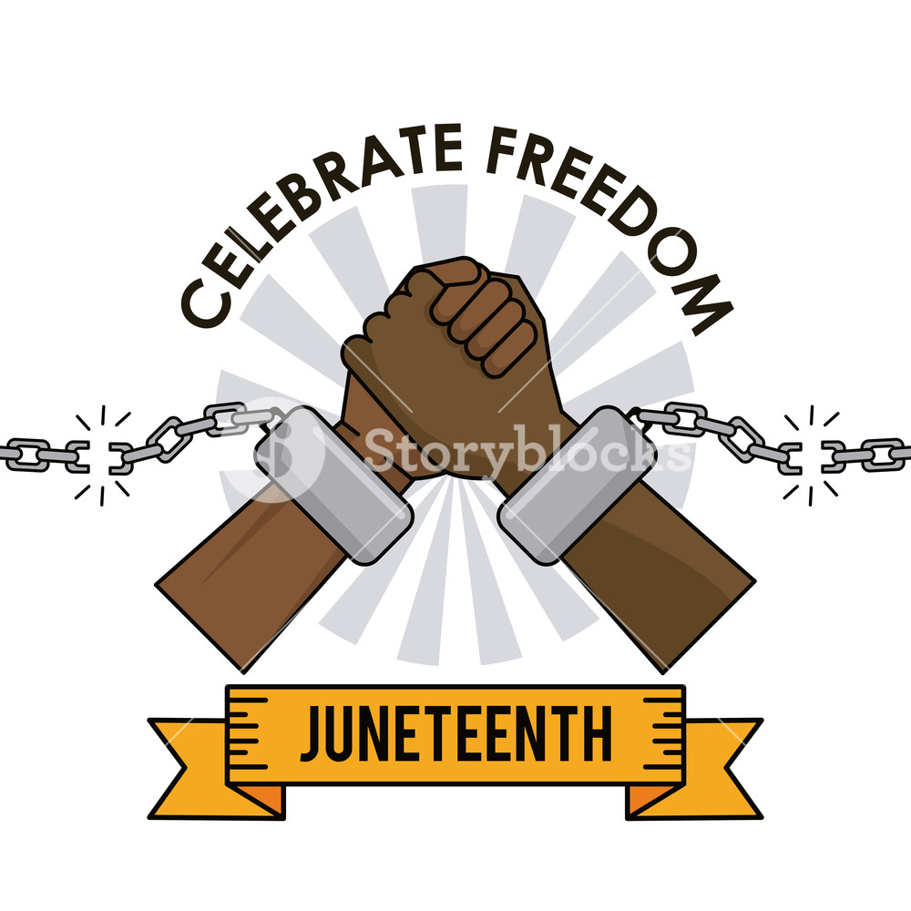 1000x1000 Juneteenth Day Celebrate Freedom Broken Chain Hands Vector