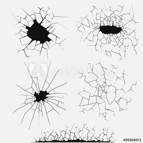 500x500 Cracks Set, Broken Glass Vector