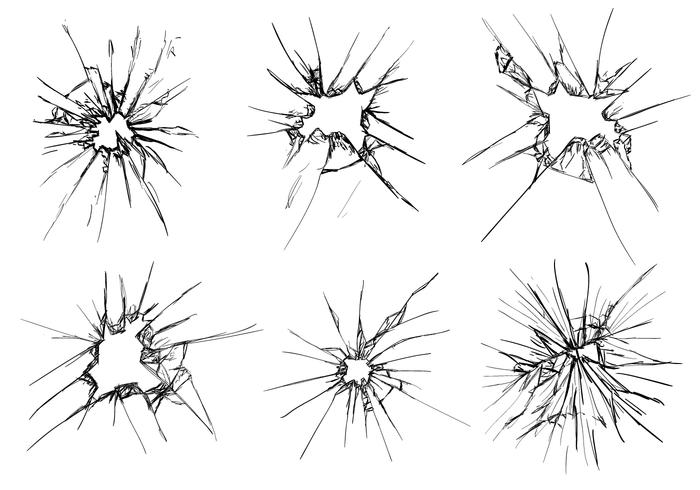 700x490 Vector Broken Window Hand Draw Set
