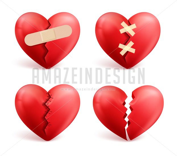 623x548 Broken Hearts Vector Set Of Icons And Symbols