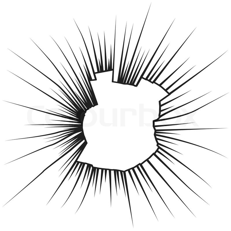 800x800 Radial Cracks On Broken White Glass. Vector Illustration. Stock