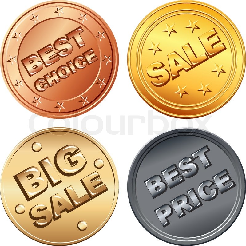 800x800 Set Of Gold, Silver, Bronze Money Coin, Price Tags And Sale Signs
