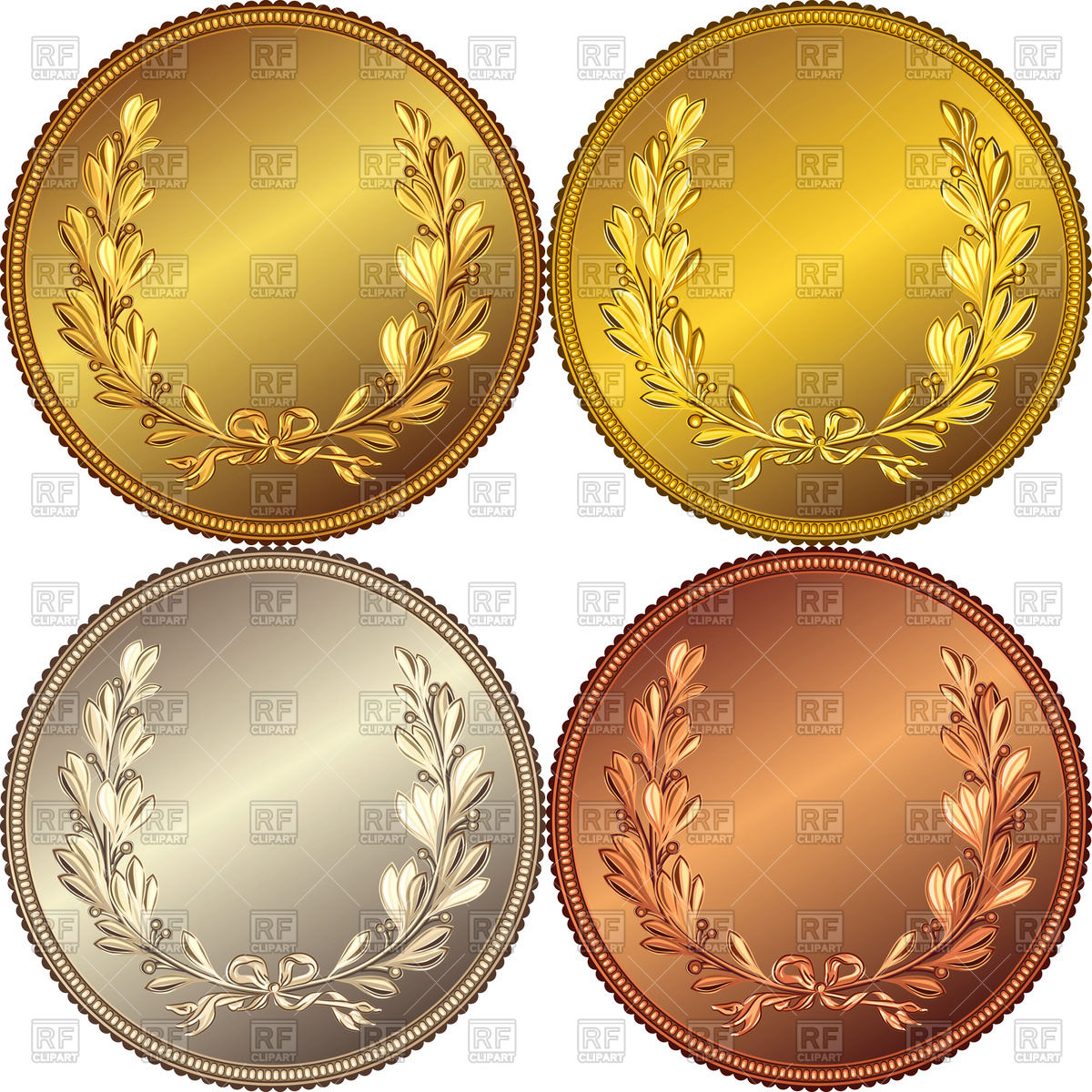1200x1200 Set Of Golden, Silver And Bronze Medals Vector Image Vector