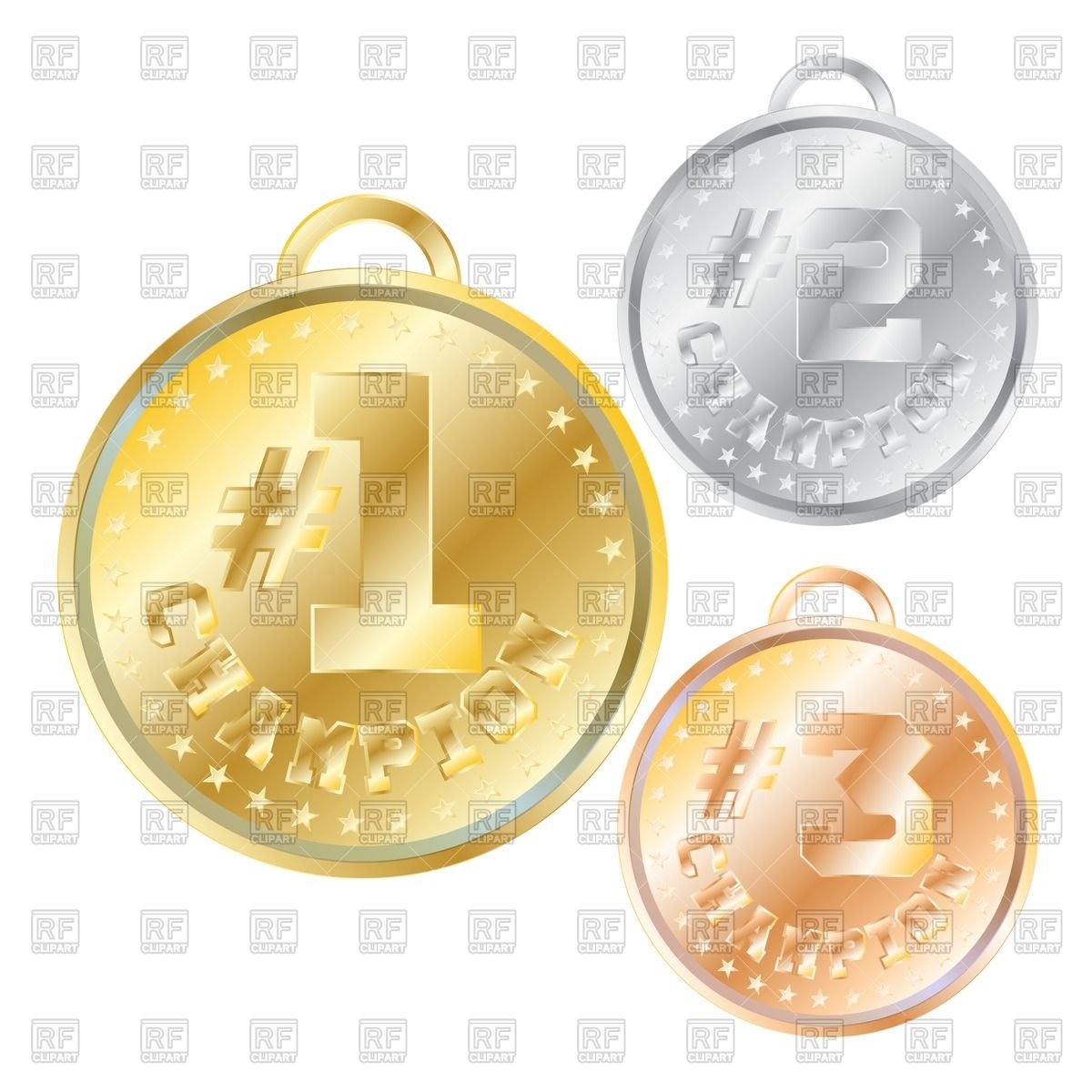 1200x1200 Set Of Medals Gold, Silver And Bronze Vector Image Vector