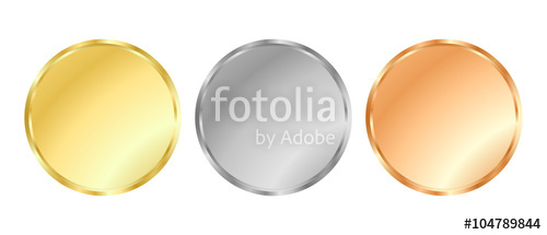 500x215 Simple Vector Template Gold, Silver, Bronze Medals For Stamps Or