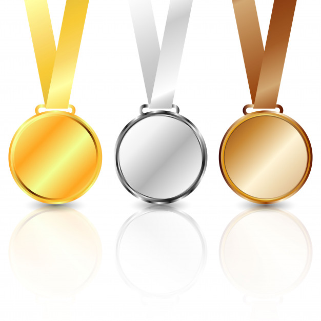 626x626 Three Metal Medallions Gold, Silver And Bronze. Vector Premium