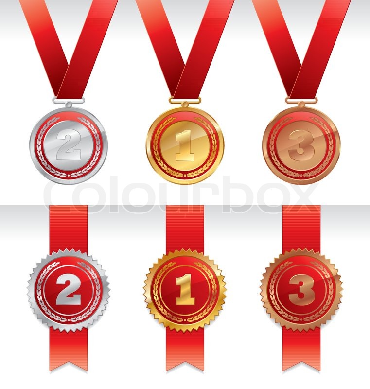 761x800 Three Vector Medals With Ribbons