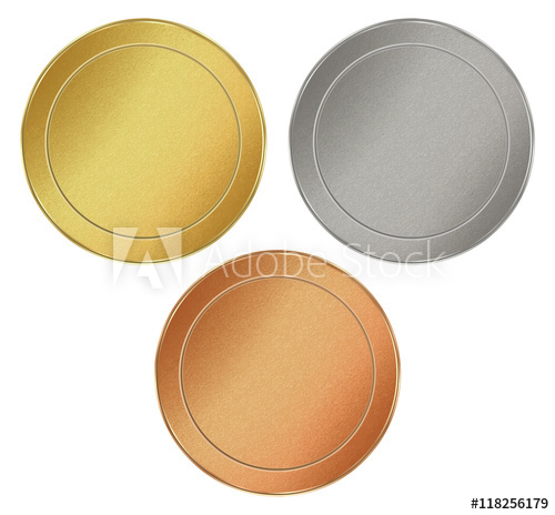 500x464 Vector Set Of Blank Round Texture Tokens Of Gold, Silver, Bronze